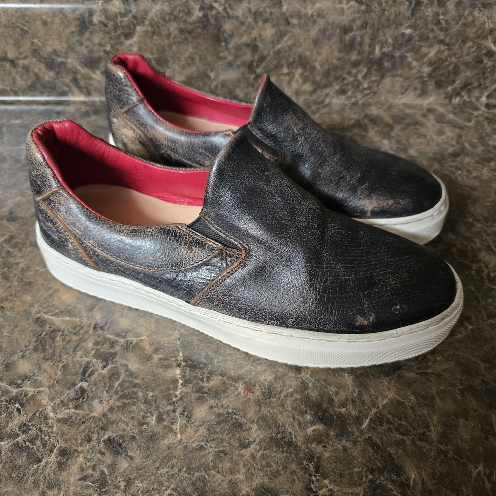 Bed Stu Hermione Distressed Black Lux Slip On Sneakers Women's Size 7